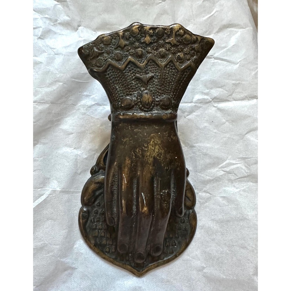 Antique Brass Figural Victorian Hand Paper Clip Art 5.25"